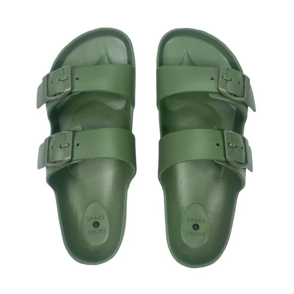 Shade & Shore Neida EVA Two Band Footbed Slide Sandals - Size 7 - Olive Green - Picture 2 of 8